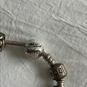 Silver 'Merry Christmas' Holiday Charm Bead